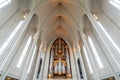 Organ pipes inside the modern lutheran church of Hallgrim Hallgrimskirkja in Reykjavik Iceland