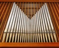 Organ pipes in music hall (church) Royalty Free Stock Photo