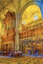 The organ and rib-vaulted ceiling of Seville Cathedral, on Sept 29 in Seville, Spain