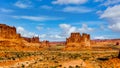 The Organ, the Three Gossips and other Sandstone Formations along the Arches Scenic Drive in Arches National Park Royalty Free Stock Photo