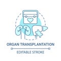 Organ transplantation blue concept icon