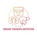 Organ transplantation red gradient concept icon