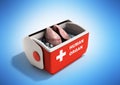 Organ transportation concept open human organ refrigerator box r