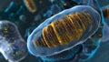 Organelles inside Eukaryote, focus on mitochondria Royalty Free Stock Photo