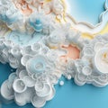 Organic 3d Paper Art: Sky-blue And Amber Cloud Computing Background Royalty Free Stock Photo