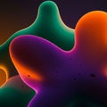 Organic, abstract forms with smooth, undulating surfaces blend vibrant colors