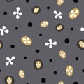 Organic abstract modern gold black and grey seameless pattern. Royalty Free Stock Photo