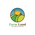 Organic agriculture logo with the concept sun, windmill dan tractor