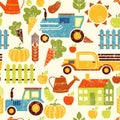 Organic agriculture vector grunge seamless background