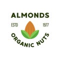 Organic Almond Nuts Established Retro Badge Royalty Free Stock Photo