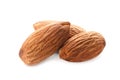Organic almond nuts on white background Royalty Free Stock Photo