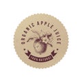 Organic apple juice paper emblem