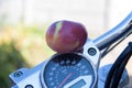 Organic apple on the motorcycle