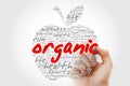 Organic apple word cloud with marker, health concept background Royalty Free Stock Photo