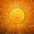 Organic Art Nouveau: Vibrant Orange Slice In Swirling Water Royalty Free Stock Photo