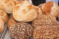 Organic artisan breads and rolls for sale Royalty Free Stock Photo