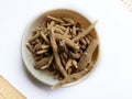 Organic Ashwagandha (Withania somnifera) roots. Royalty Free Stock Photo