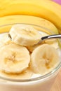 organic banana slices with natural yoghurt