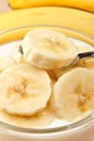 organic banana slices in natural yoghurt