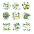 Organic, bio, farm fresh, eco, healthy food set for label design. Ecology, nature vector Illustrations Royalty Free Stock Photo