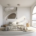 Organic Biomorphic Art In A Neutral Bedroom Uhd Image With Shiny Bumpy Texture