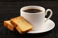 Organic black coffee with butter toast cookie. Royalty Free Stock Photo
