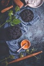 Organic blackberries in baking forms, ripe blackberries Royalty Free Stock Photo