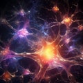 Organic brain neuron cells glowing synapses biological connections