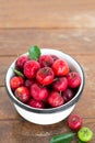 Organic Brazilian Acerola Fruit small cherry. Royalty Free Stock Photo