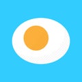 Organic breakfast. Yellow yolk of chicken egg. Vector in flat style