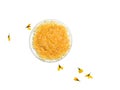 Organic Carnauba Wax comes in the form of hard yellow flakes