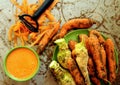 Organic carrots and carrot juice on a vintage table