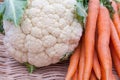 Organic Carrots and Cauliflower Royalty Free Stock Photo