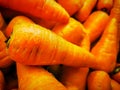 Organic carrots for sale. Fresh organic carrots at the farmers market. Royalty Free Stock Photo