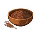 Organic cereal plant seed heap on wood plate