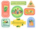 Organic certified product sticker design set Royalty Free Stock Photo