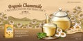 Organic chamomile tea ads Royalty Free Stock Photo