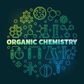 Organic Chemistry vector colored outline round illustration