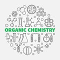 Organic Chemistry vector round illustration in thin line style