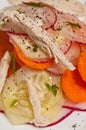 Organic Chicken salad with carrots,radishes and cucumber