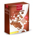 Organic Chocolate cereals package Vector realistic mock up. Product placement label design. 3d detailed illustrations