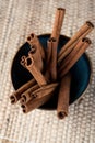 Organic Cinnamon Sticks and a blue bowl