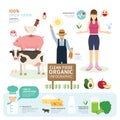 Organic Clean Foods Good Health Template Design Infographic. Royalty Free Stock Photo