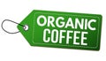 Organic coffee label or price tag