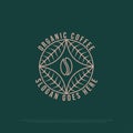 Organic Coffee logo design vector, vintage coffee shop logo illustration with outline style, best for restaurant,beverages logo Royalty Free Stock Photo