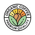 Organic Coffee Shop cafe Monoline Vintage Emblem Vector Design badge illustration Symbol Icon