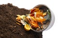 The organic compost - biodegradable kitchen waste and soil