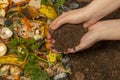 organic compost - biodegradable kitchen waste and soil