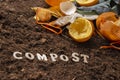 The organic compost - biodegradable kitchen waste and soil