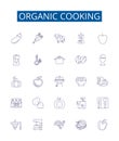 Organic cooking line icons signs set. Design collection of Organic, Cooking, Cuisine, Dining, Healthy, Vegan, Plant Royalty Free Stock Photo